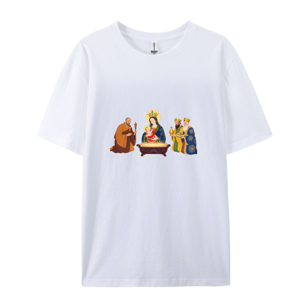 Christmas Nativity Scene T-Shirt  Three Wise Men and Virgin Mary Design  Festive Holiday Clothing for Men Women Kids  Comfortable Cotton Tee  Xmas Gift Idea  Religious Christian Apparel