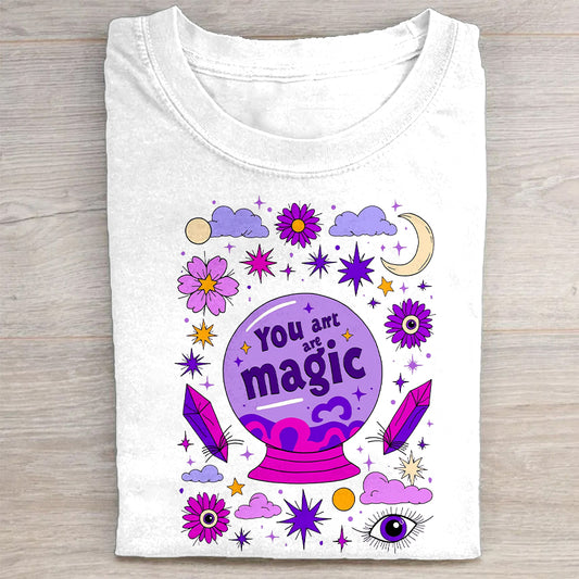 Magic Crystal Ball Graphic Design White T-Shirt