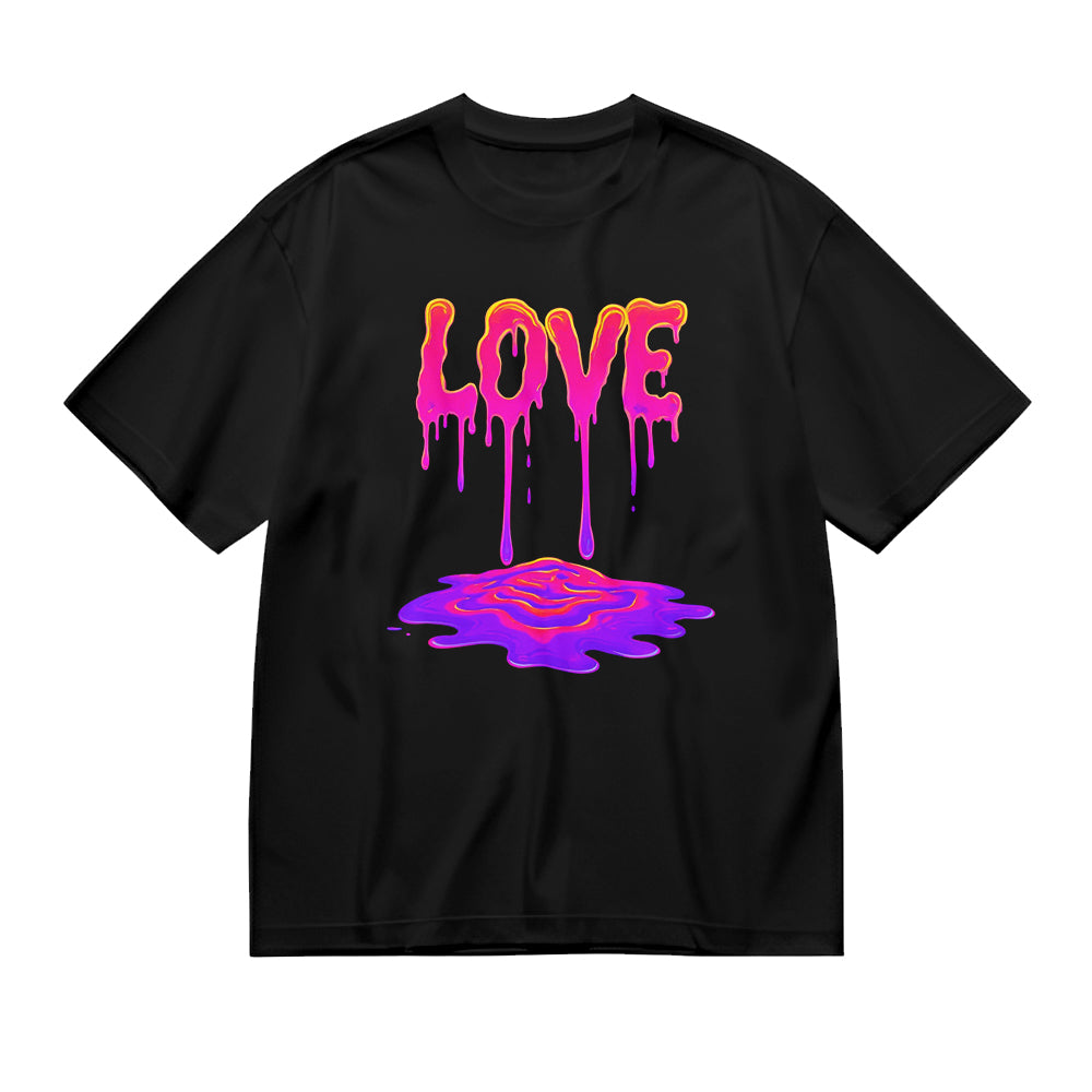 Love Drip Graphic Design Black T-Shirt