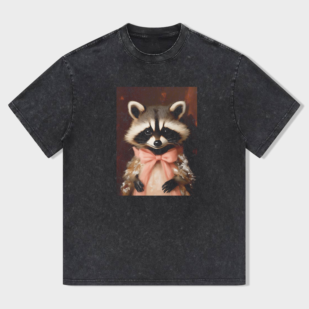 Cute Raccoon with Pink Bow Graphic T-Shirt