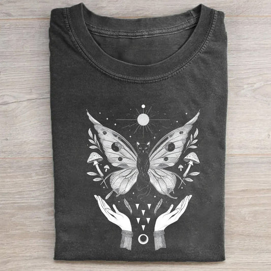 Butterfly Design Graphic Tee for Women Men Unisex Casual Cotton T-Shirt