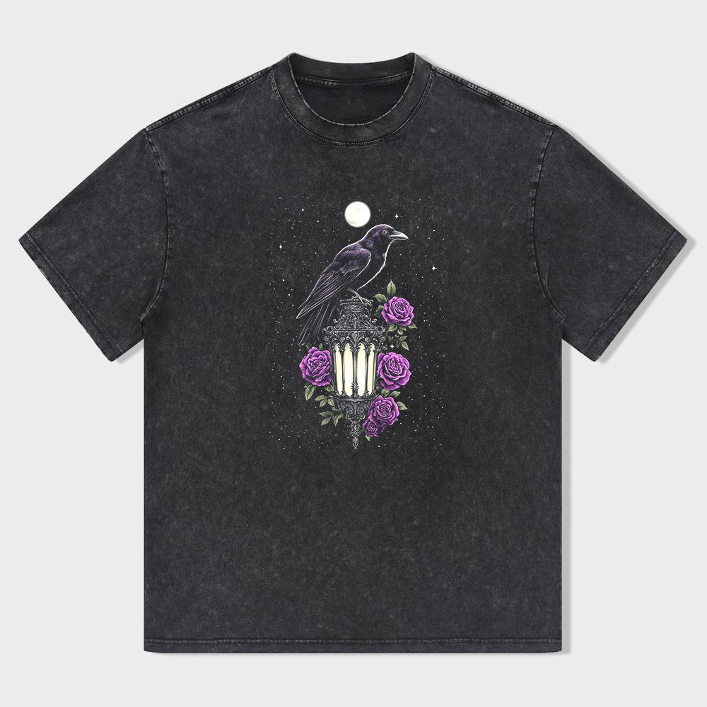 Raven Moon Floral Graphic T-Shirt
