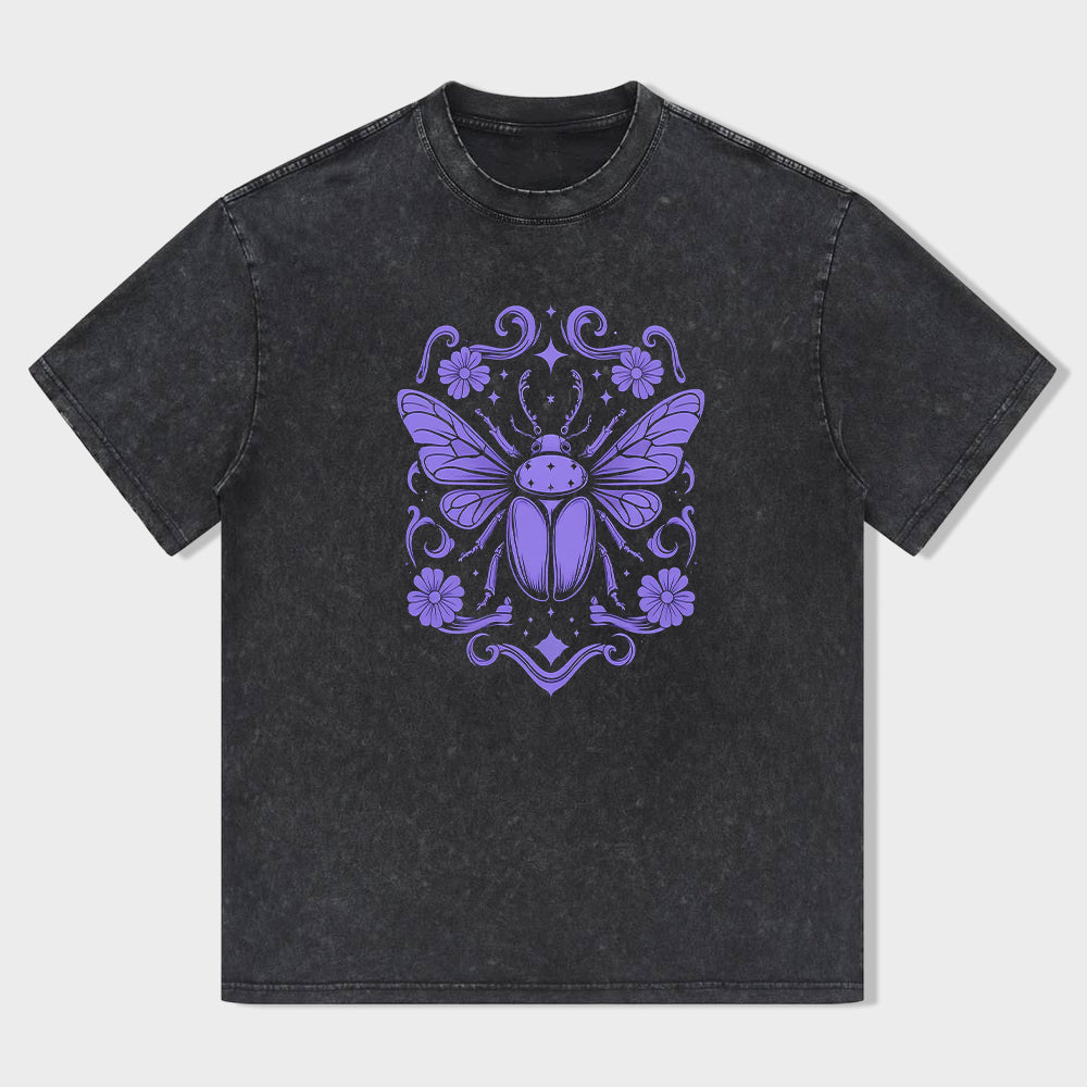Purple Beetle Floral Design Men's Graphic T-Shirt