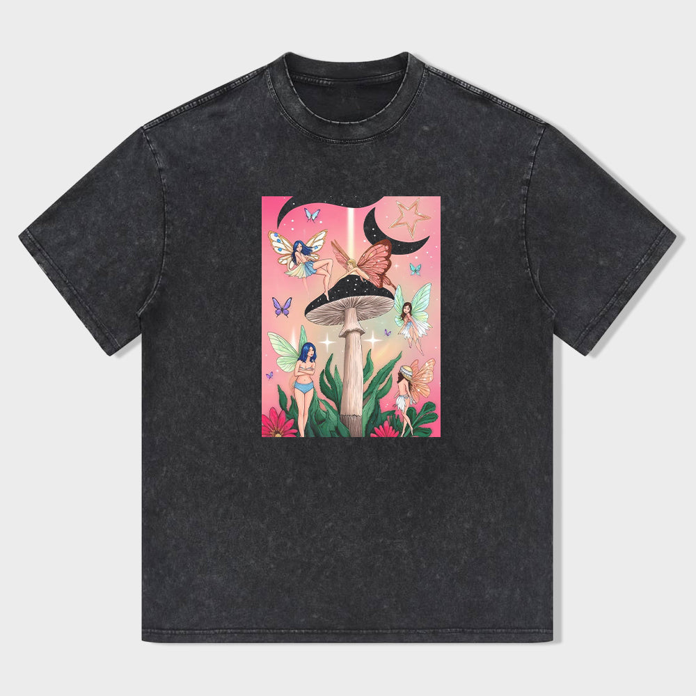 Funky Mushroom Art Graphic T-Shirt for Women Men Unisex Casual Tee with Unique Design Comfortable Fit Fashion Top T-Shirt