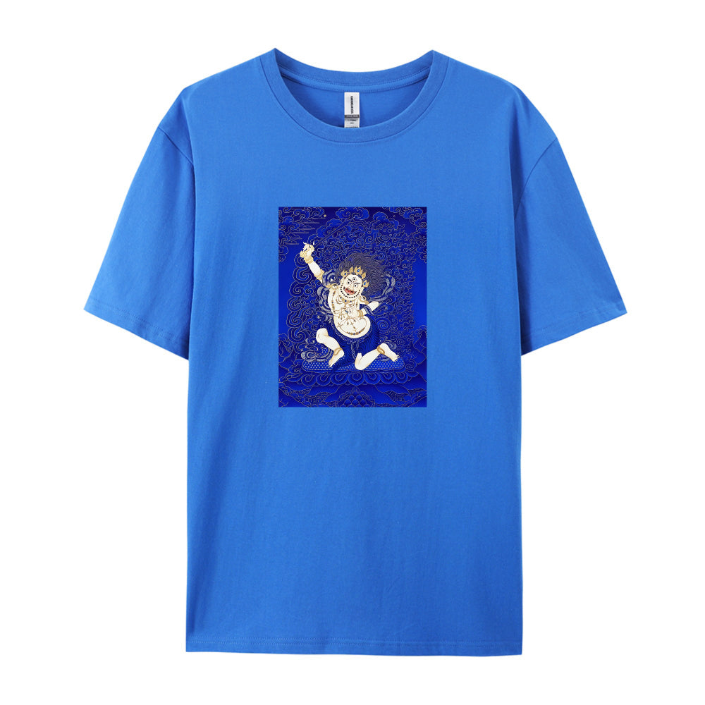 Tibetan Thangka Art White T-Shirt for Men Women - Traditional Buddhist Deity Design - Comfortable Casual Tee - Unique Cultural Graphic Top - Size S-XXL