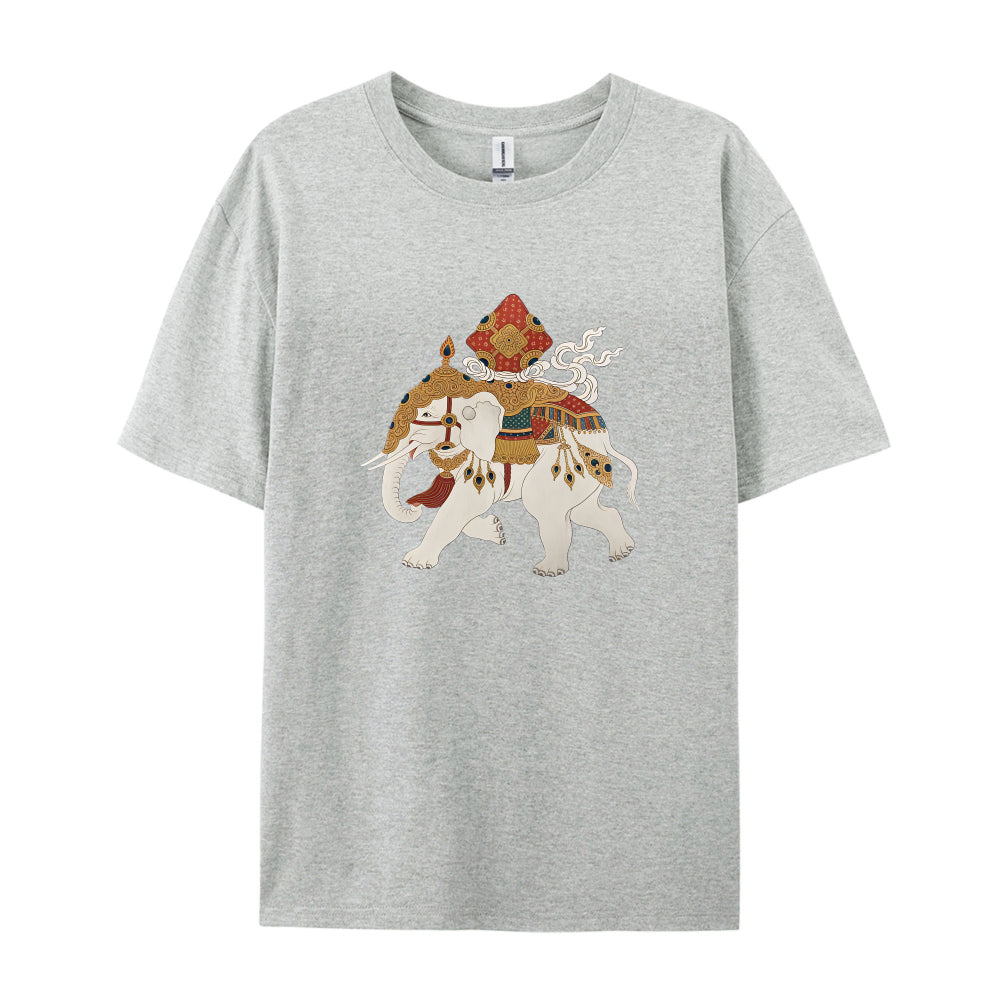 Traditional Asian Elephant Rider Artwork Graphic T-Shirt for Men Women Unisex