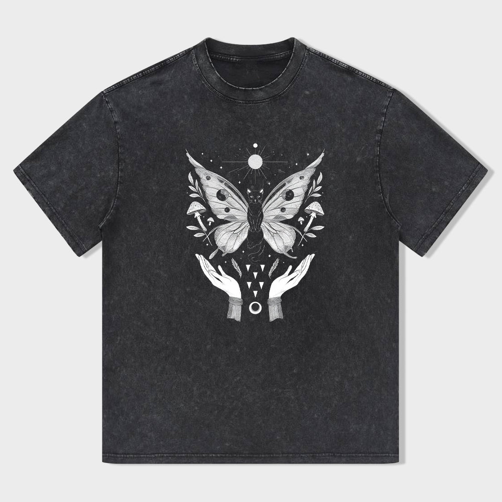 Butterfly Design Graphic Tee for Women Men Unisex Casual Cotton T-Shirt