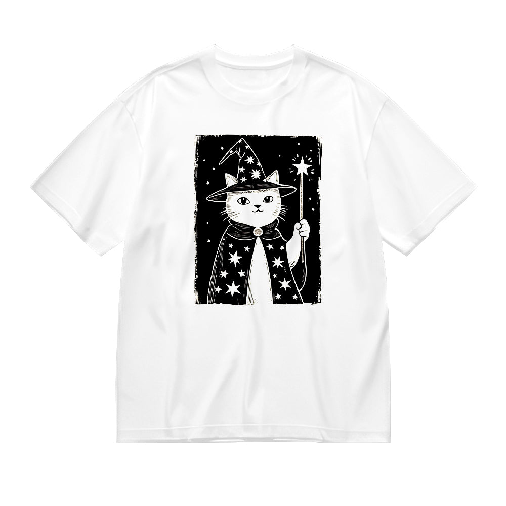 Cute Cat Wizard Graphic T-Shirt