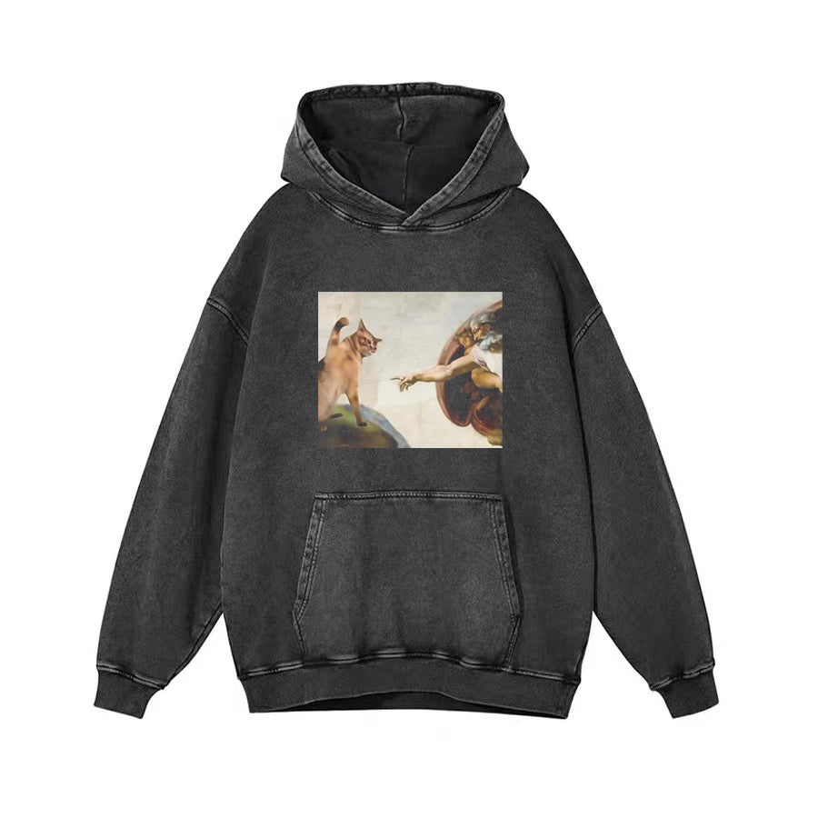 Cat God Creation Of Adam Meme T-shirt