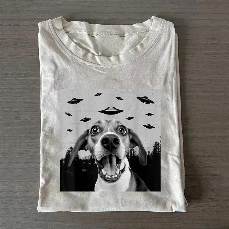 Alien UFO Funny Beagle Dog Lover Men Women Kids T-Shirt