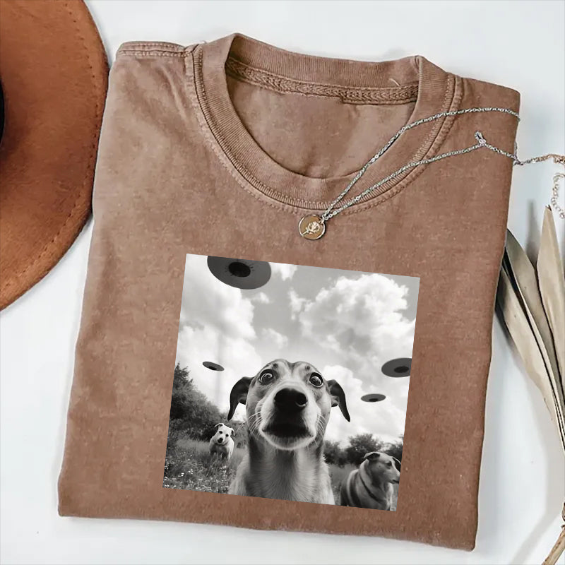 Alien UFO Funny Weimaraner Dog Lover Men Women Kids T-Shirt