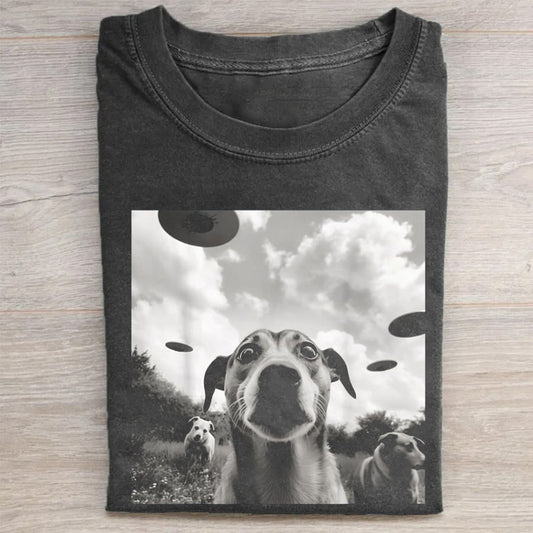 Alien UFO Funny Weimaraner Dog Lover Men Women Kids T-Shirt