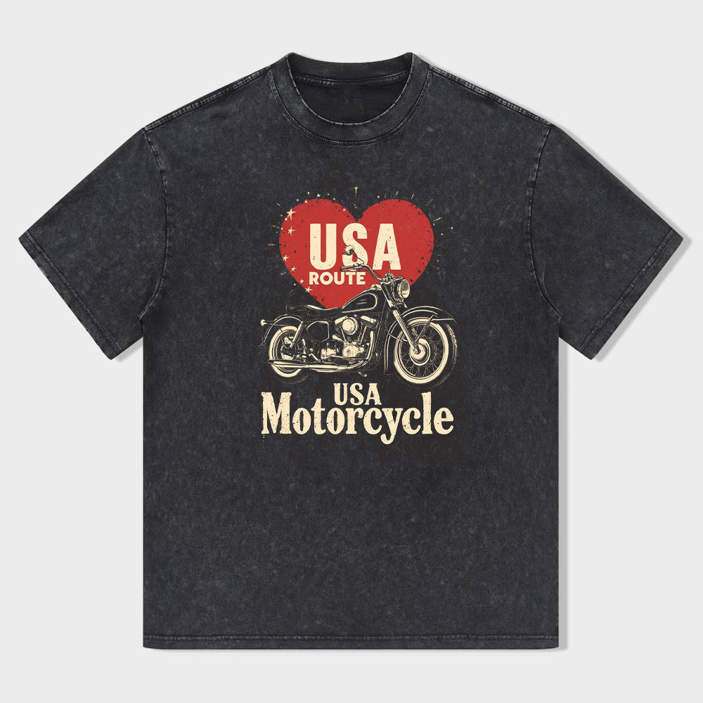 USA Route Motorcycle Vintage T-Shirt