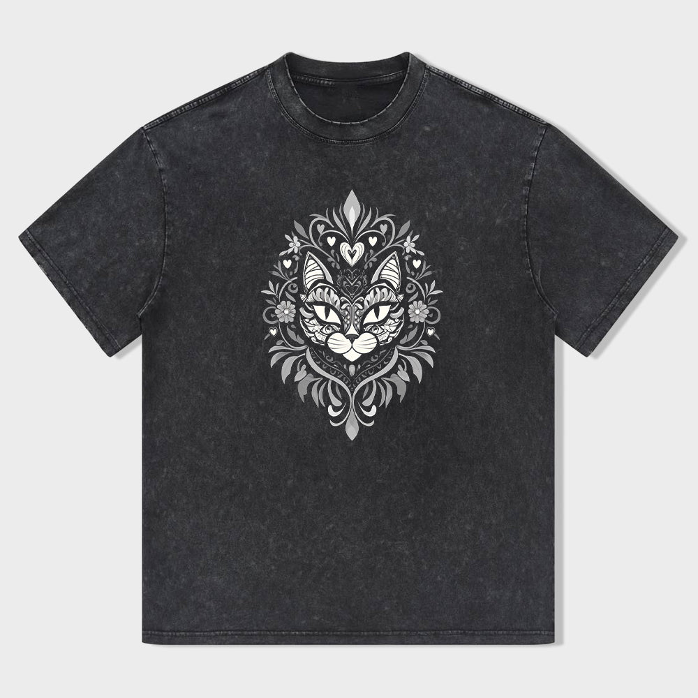 Cat Face Mandala Design Men's Graphic T-Shirt