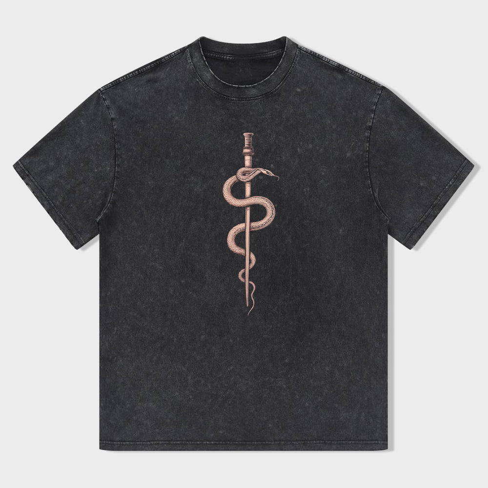 Caduceus Snake Symbol Graphic T-Shirt