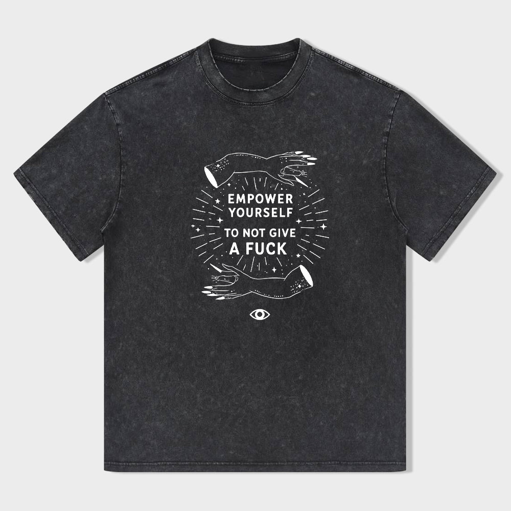 Short Sleeve Black T-Shirt with Empower Yourself Graphic - Casual Daily Wear