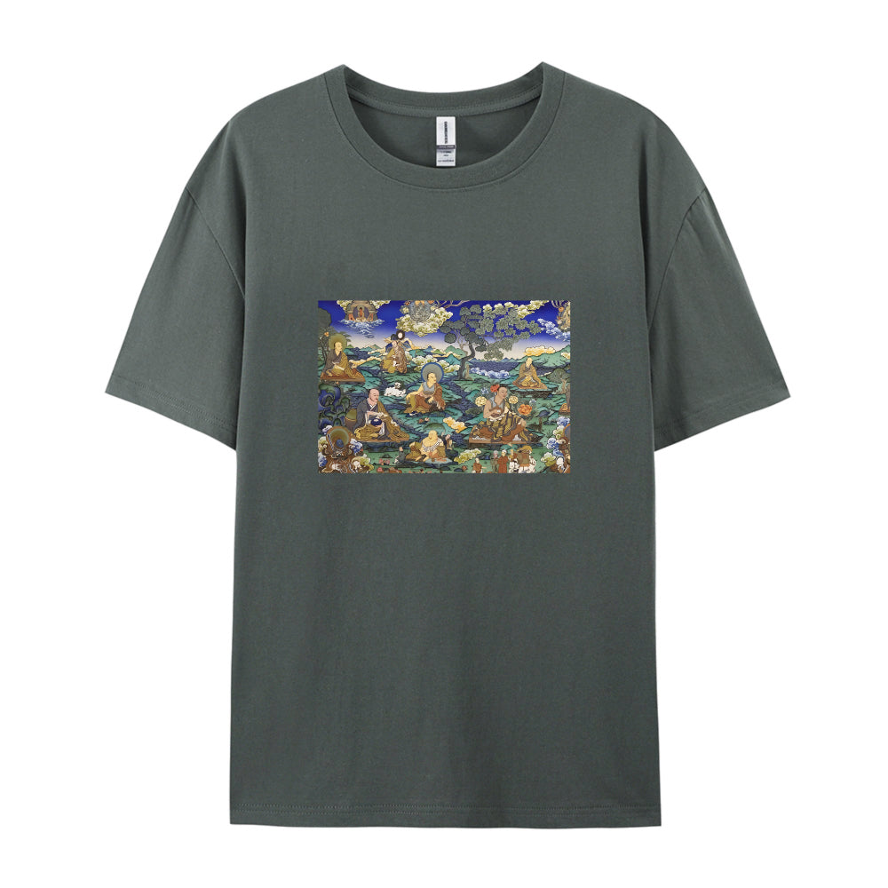Buddhist Thangka Art Print T-Shirt for Men Women - Traditional Tibetan Buddhism Design Graphic Tee - Comfortable Casual Wear - Unique Spiritual Clothing - Size S-3XL