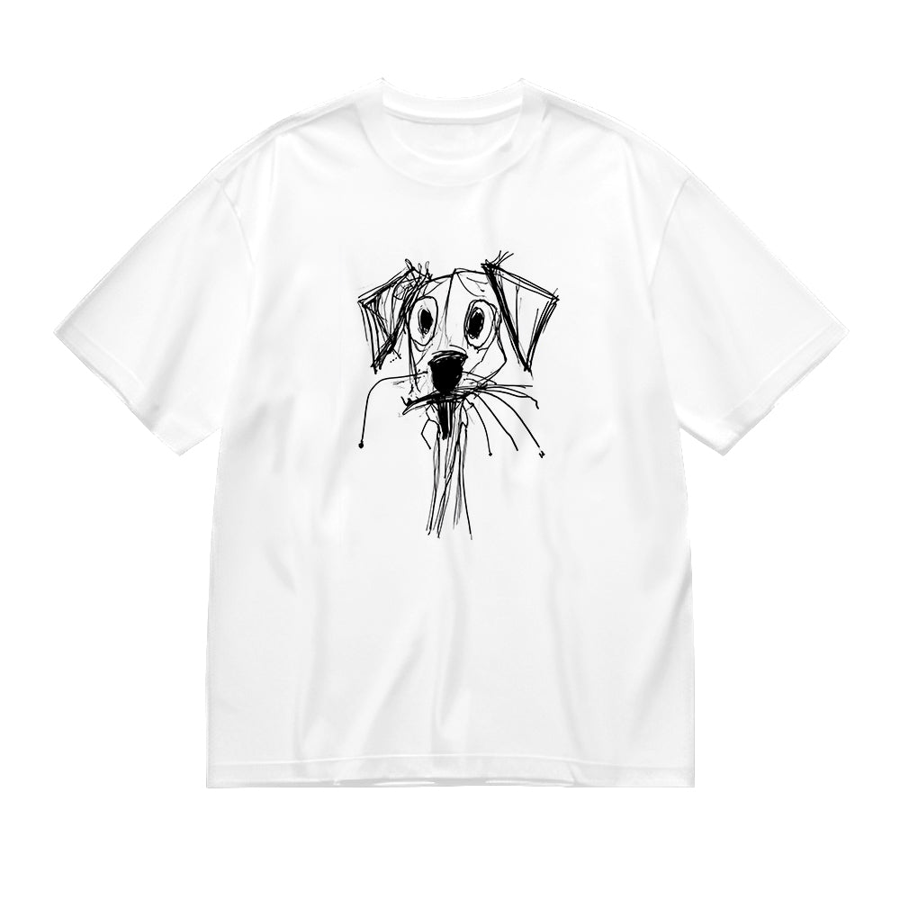 Cute Dog Graphic Design White T-Shirt