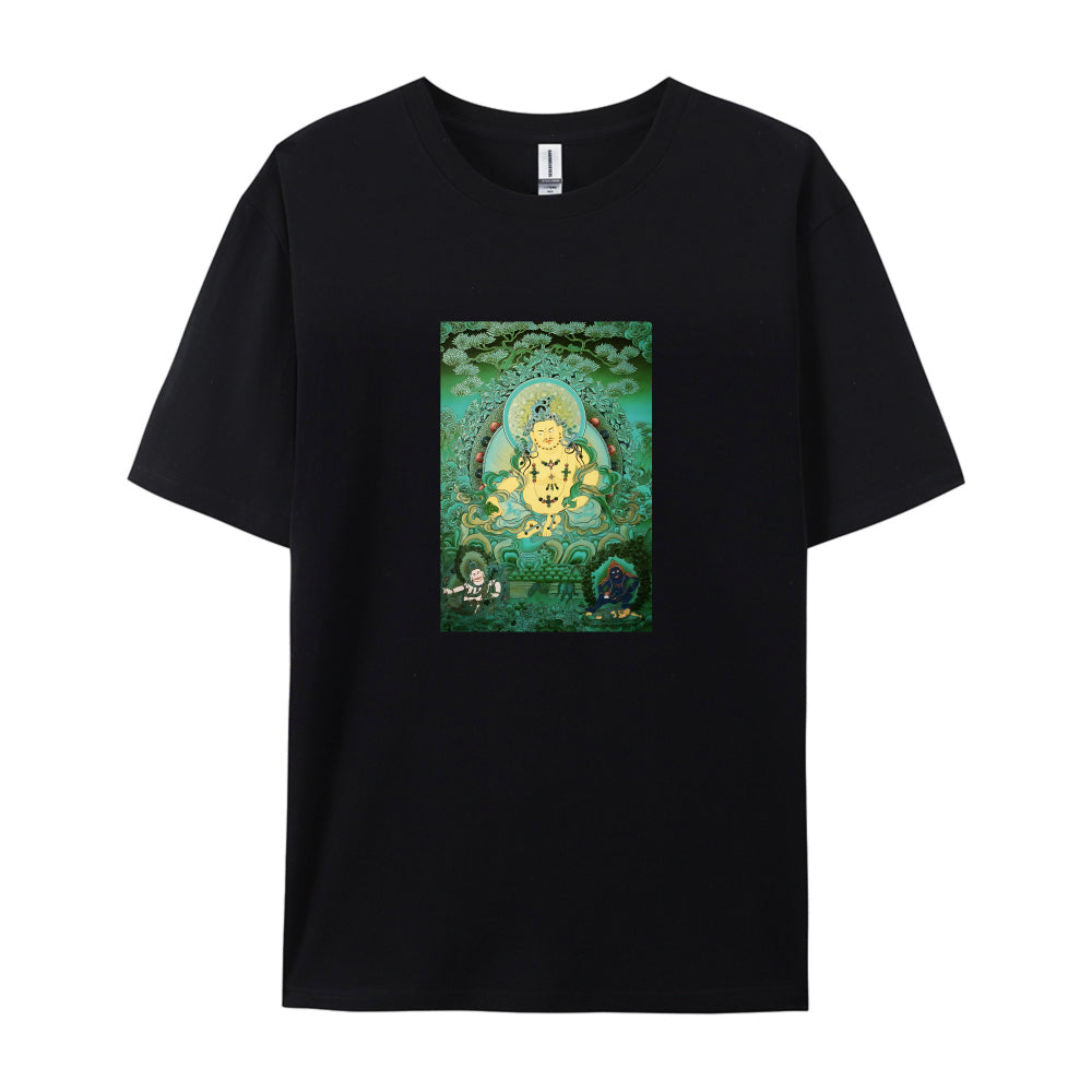 Buddhist Thangka Art White T-Shirt for Men Women - Tibetan Buddha Meditation Design - Spiritual Yoga Clothing - Unique Graphic Tee - Comfortable Casual Wear