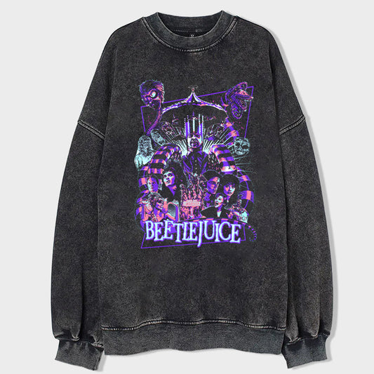 BeetieJuice Crew Neck Acid Wash Sweatshirt