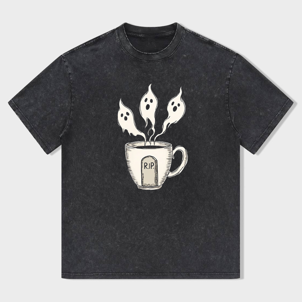 Ghostly Coffee Cup RIP Design Men's Graphic T-Shirt