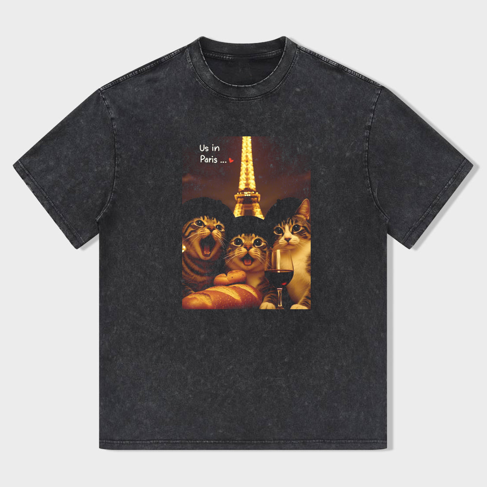 Paris Eiffel Tower Cats Graphic T-Shirt