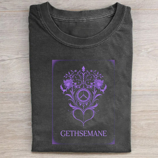 Gethsemane Graphic T-Shirt with Purple Design for Men Women Unisex Casual Tee
