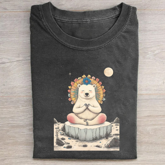 Meditating Polar Bear Graphic T-Shirt