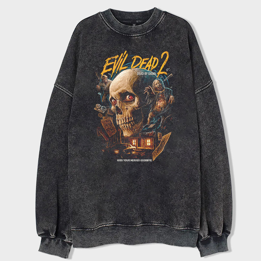 Evil Doomsday House Acid Wash Sweatshirt