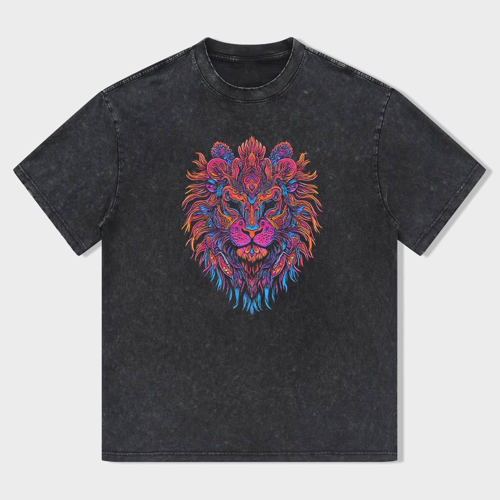 Colorful Lion Graphic T-Shirt