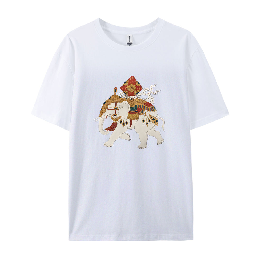 Traditional Asian Elephant Rider Artwork Graphic T-Shirt for Men Women Unisex