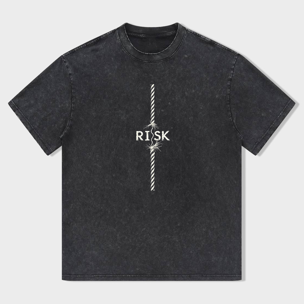 Men's Casual Graphic T-Shirt with RISK Print Design T-Shirt