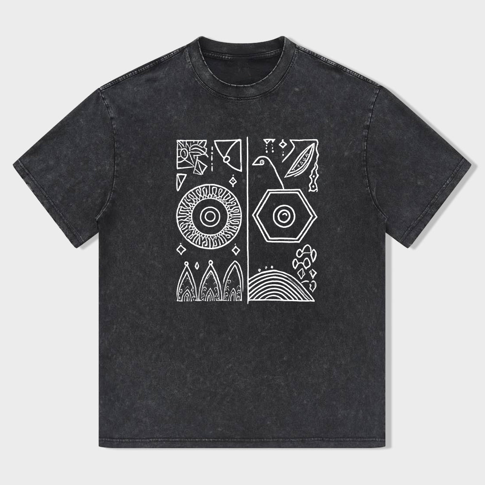 Geometric Pattern Graphic Tee for Men Women Unisex Casual Short Sleeve T-Shirt