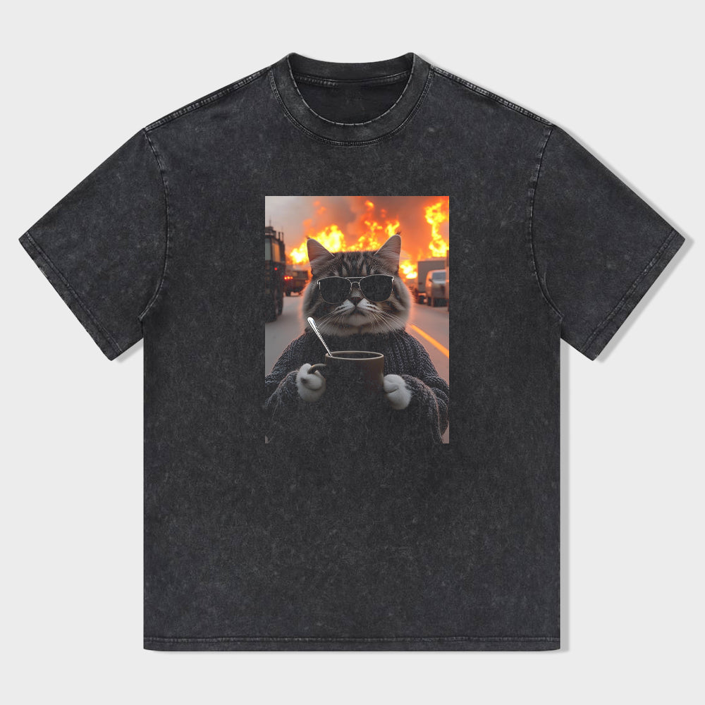 Cat with Sunglasses Graphic T-Shirt
