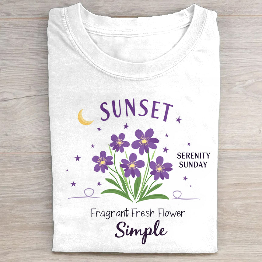 Sunset Serenity Sunday Fragrant Fresh Flower Simple Graphic T-Shirt