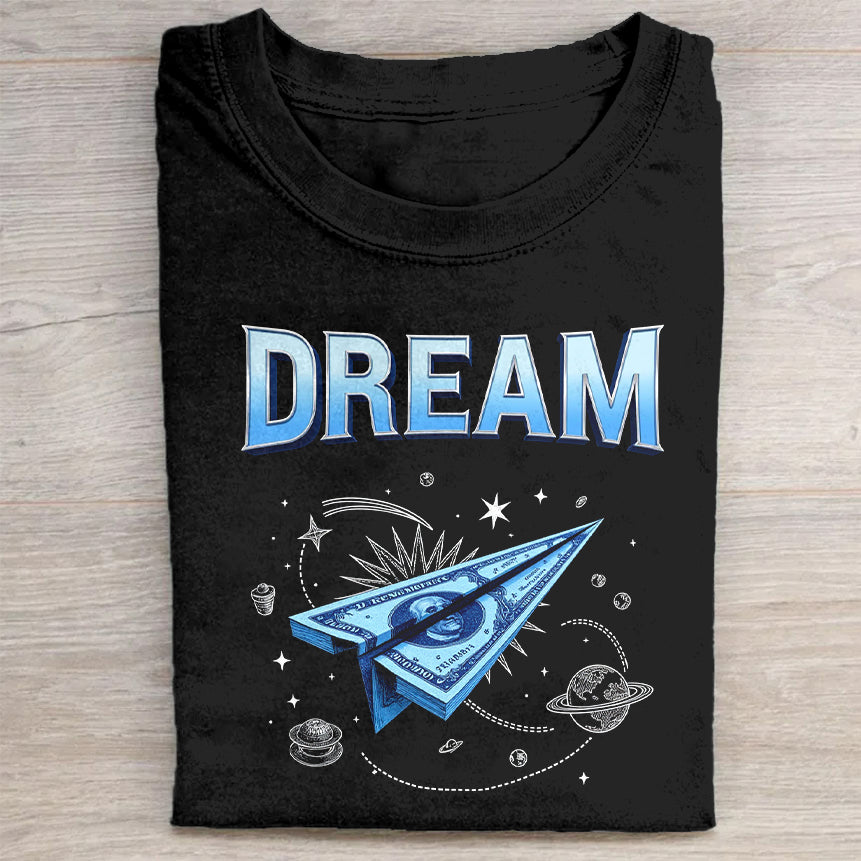 Dream Space Paper Airplane Graphic T-Shirt