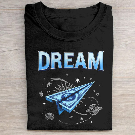 Dream Space Paper Airplane Graphic T-Shirt