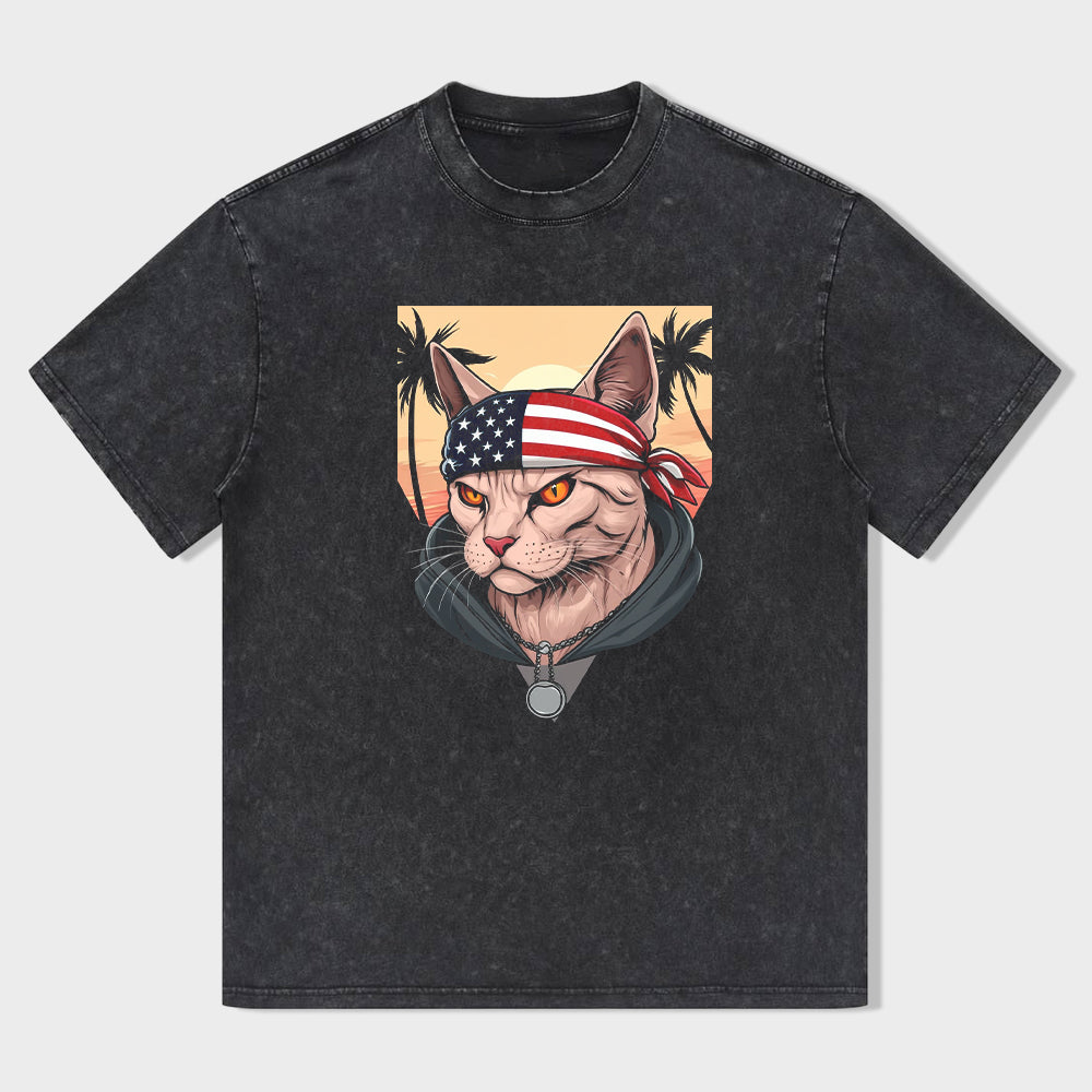 Patriotic Cat Graphic T-Shirt