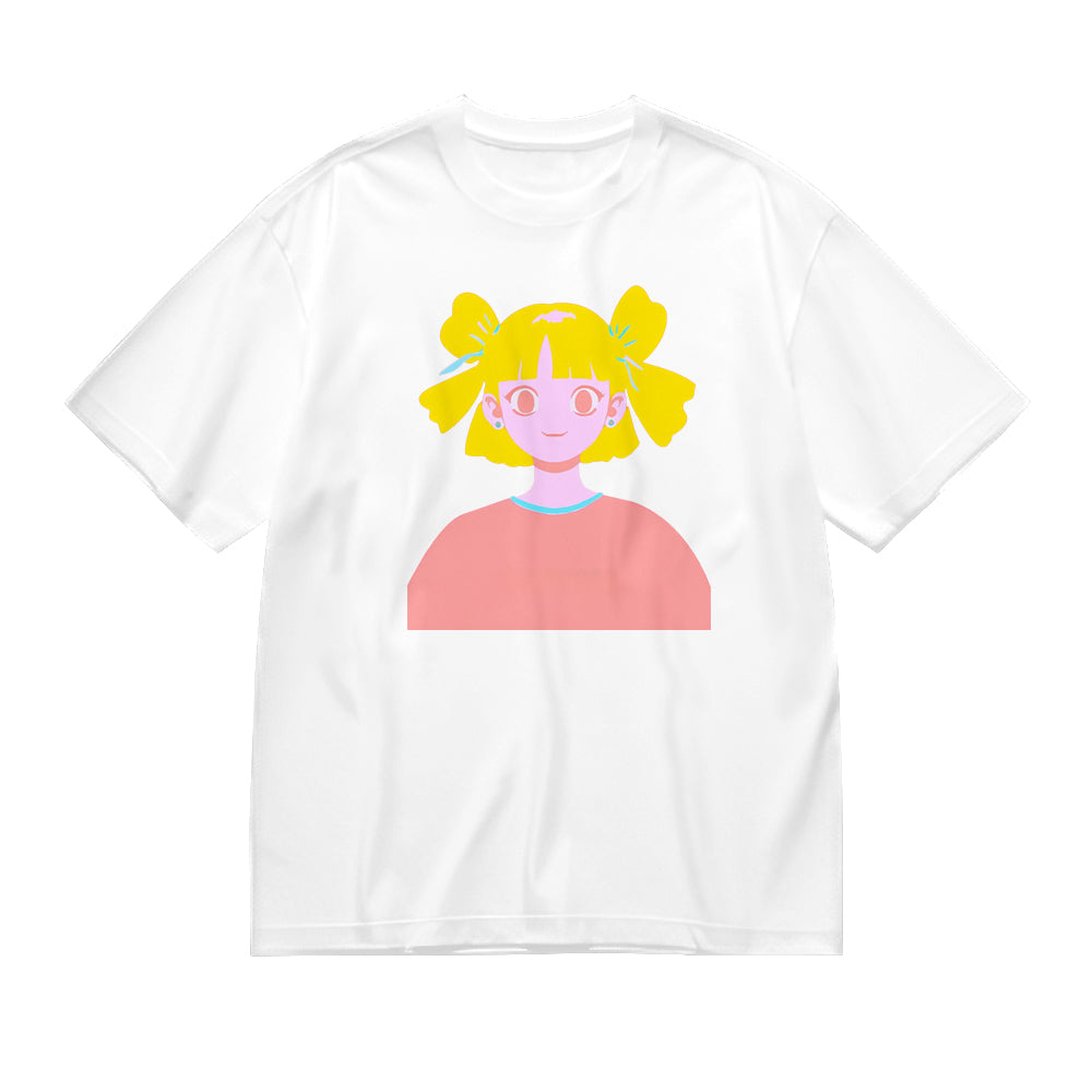 Cute Graphic Tee with Blonde Hair and Bows Design T-Shirt