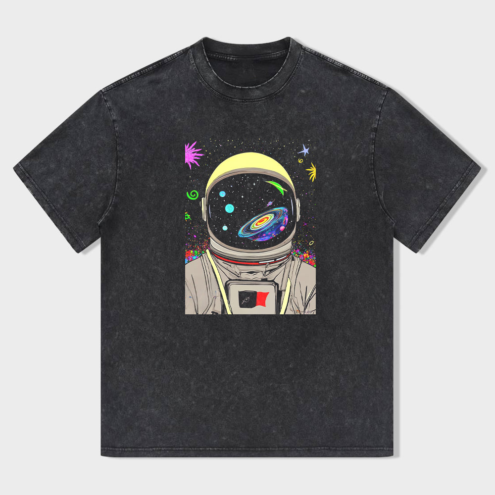 Astronaut Space Galaxy Print Short Sleeve T-Shirt