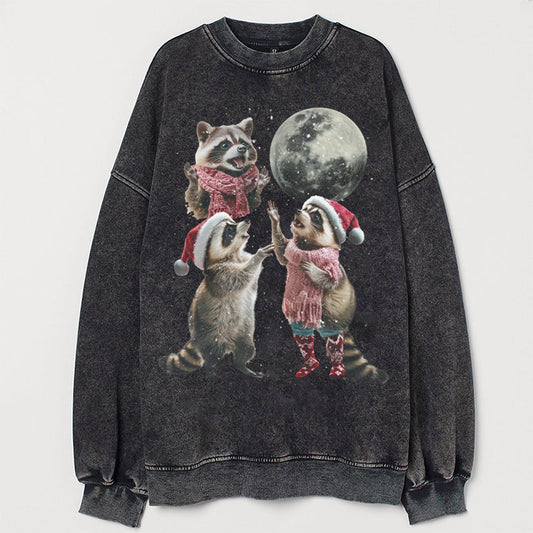 Three Raccoons Vintage Christmas Sweatshirt