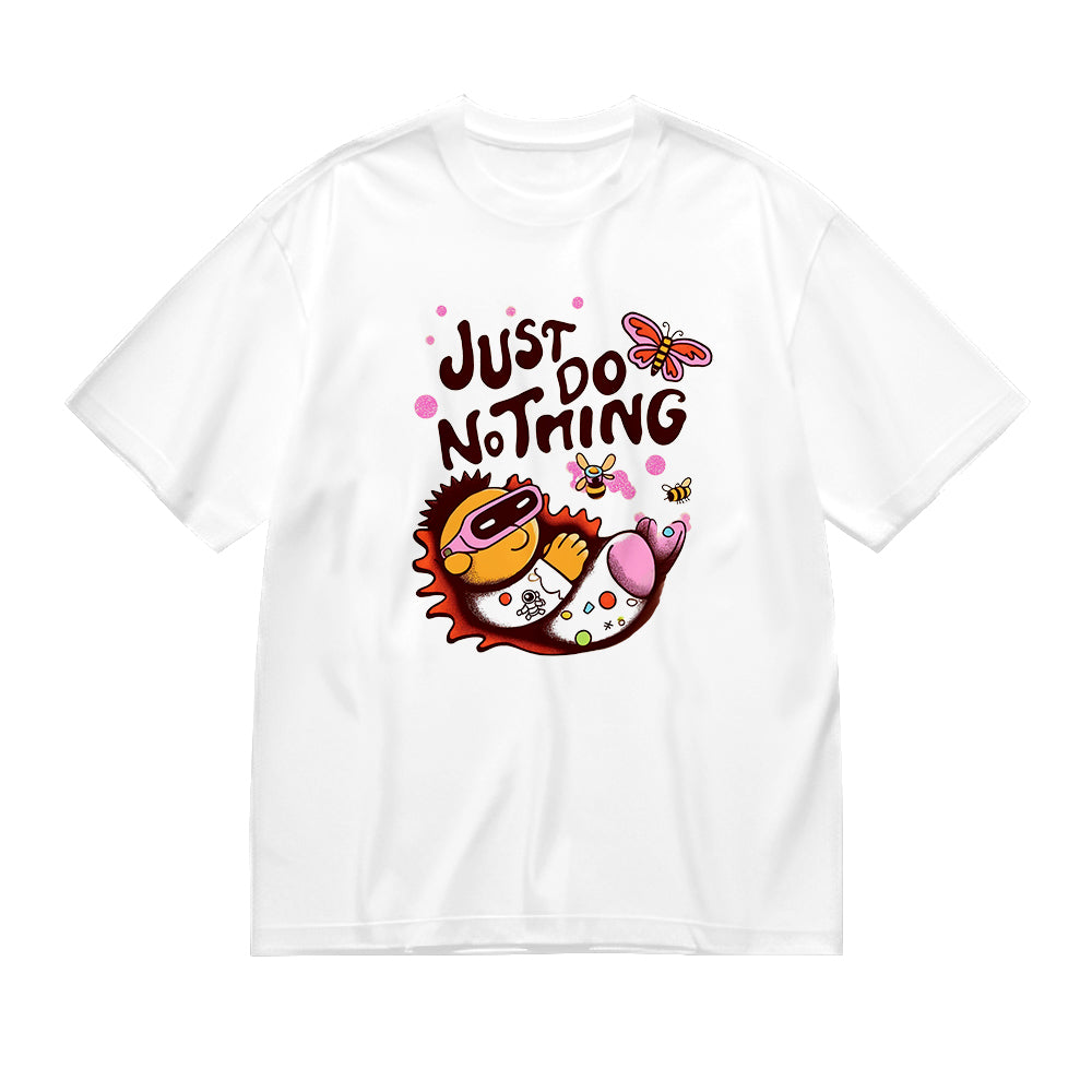 Cute Cartoon Character Just Do Nothing Graphic T-Shirt