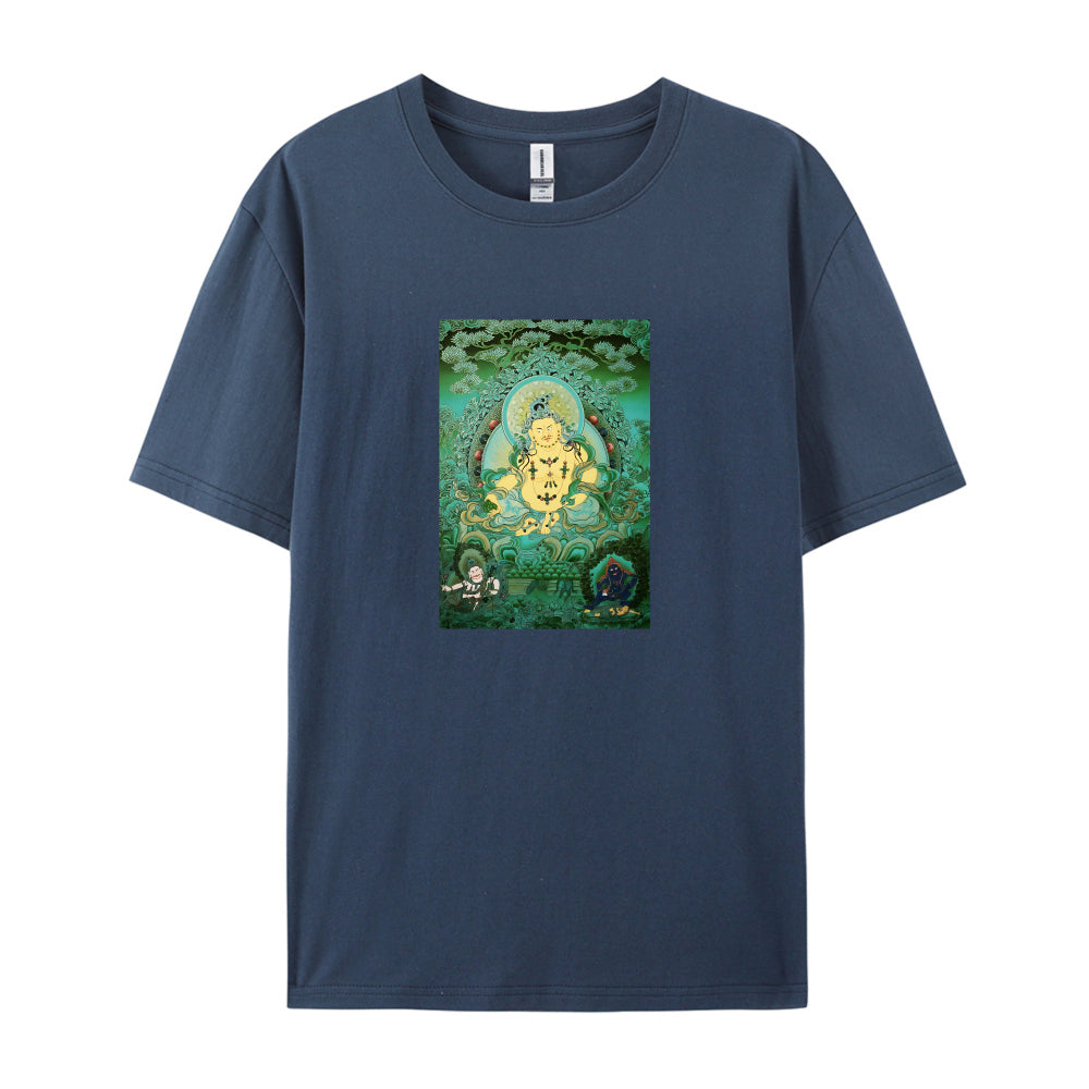 Buddhist Thangka Art White T-Shirt for Men Women - Tibetan Buddha Meditation Design - Spiritual Yoga Clothing - Unique Graphic Tee - Comfortable Casual Wear