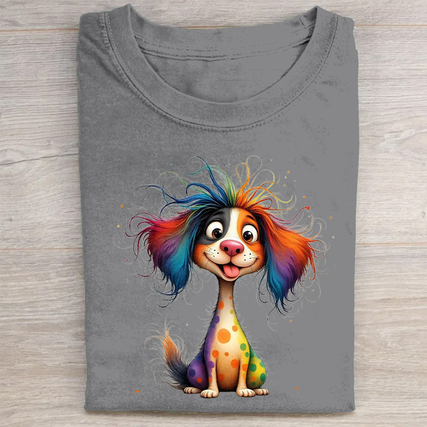 Funny Cute Dog Art Print Casual Short Sleeve T-Shirt