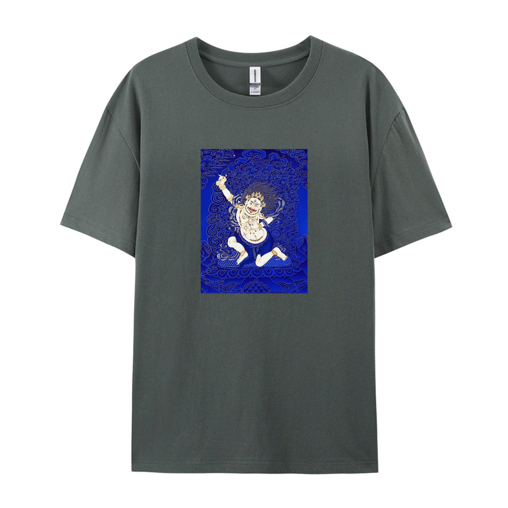 Tibetan Thangka Art White T-Shirt for Men Women - Traditional Buddhist Deity Design - Comfortable Casual Tee - Unique Cultural Graphic Top - Size S-XXL