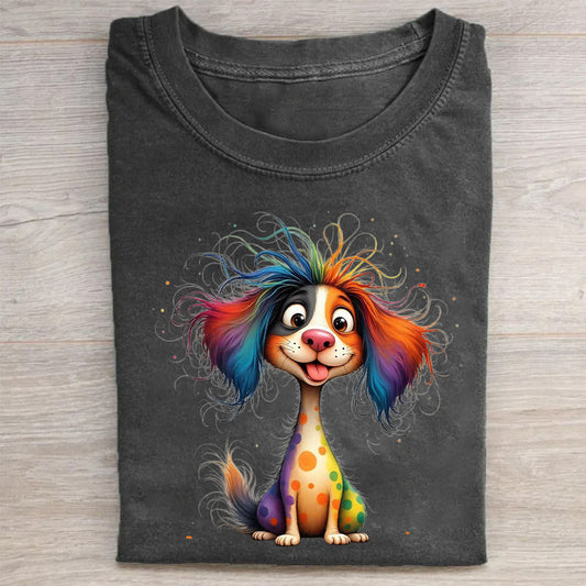 Funny Cute Dog Art Print Casual Short Sleeve T-Shirt