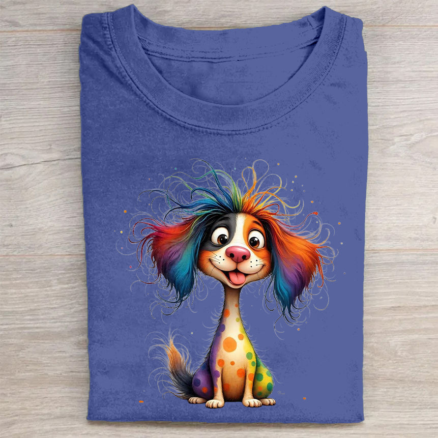 Funny Cute Dog Art Print Casual Short Sleeve T-Shirt