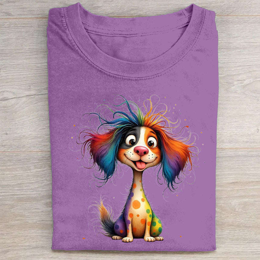 Funny Cute Dog Art Print Casual Short Sleeve T-Shirt