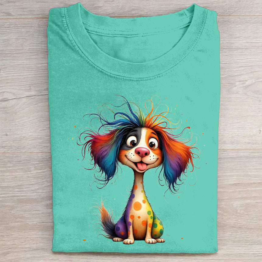 Funny Cute Dog Art Print Casual Short Sleeve T-Shirt