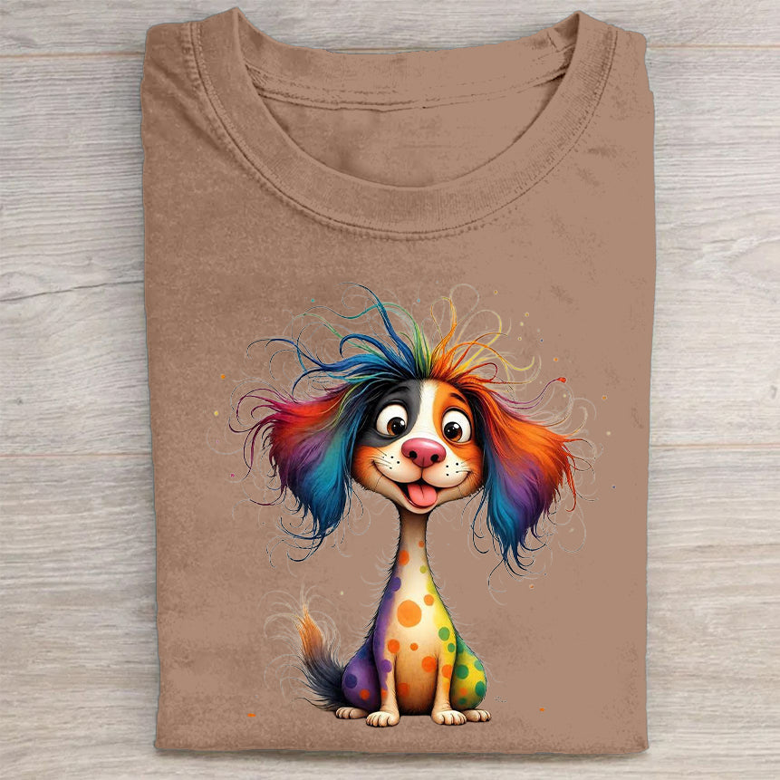 Funny Cute Dog Art Print Casual Short Sleeve T-Shirt